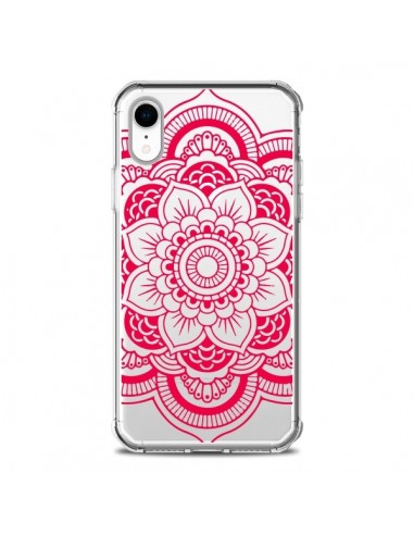 Coque iPhone XR Mandala Rose Fushia Azteque Transparente souple - Nico