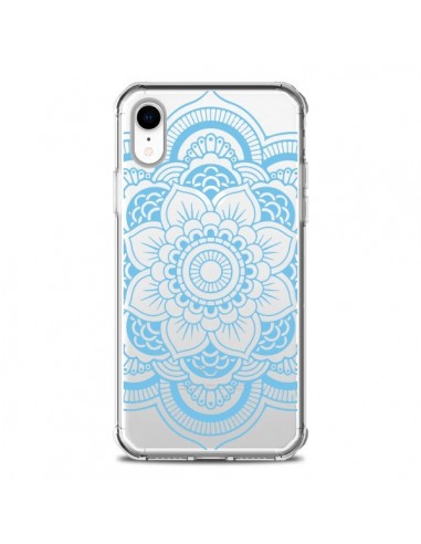 Coque iPhone XR Mandala Bleu Azteque Transparente souple - Nico