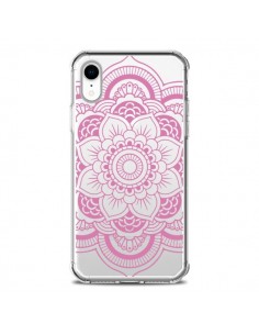 Coque iPhone XR Mandala Rose Clair Azteque Transparente...