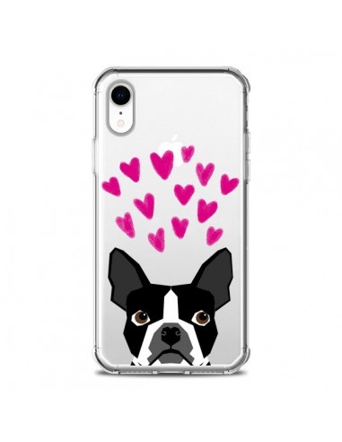 Coque iPhone XR Boston Terrier Coeurs Chien Transparente souple - Pet Friendly