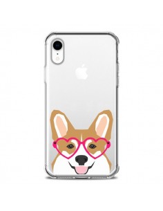 Coque iPhone XR Chien Marrant Lunettes Coeurs...