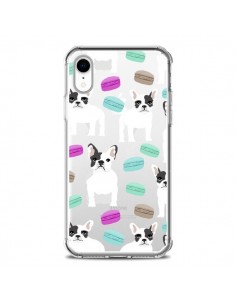 Coque iPhone XR Chiens Bulldog Français Macarons...