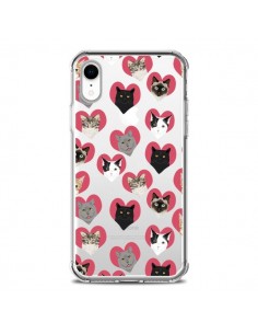 Coque iPhone XR Chats Coeurs Transparente souple - Pet...
