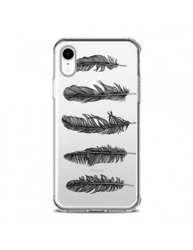 Coque iPhone XR Plume Feather Noir Transparente souple - Rachel Caldwell