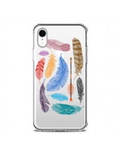Coque iPhone XR Plume Feather Couleur Transparente souple...