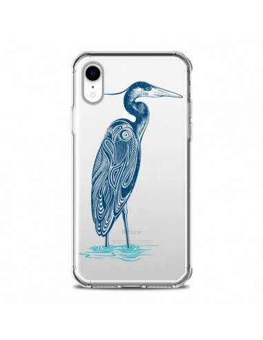 Coque iPhone XR Heron Blue Oiseau Transparente souple - Rachel Caldwell