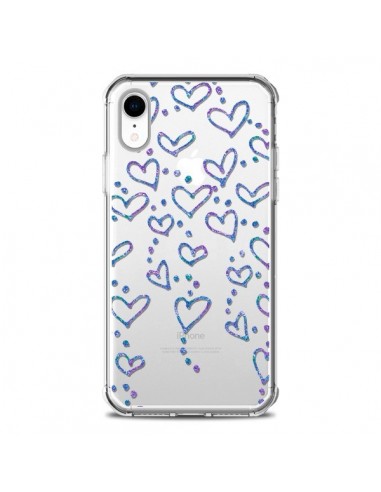 Coque iPhone XR Floating hearts coeurs flottants Transparente souple - Sylvia Cook