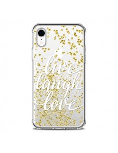 Coque iPhone XR Live, Laugh, Love, Vie, Ris, Aime...