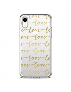 Coque iPhone XR Love Amour Repeating Transparente souple...