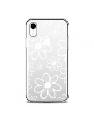 Coque iPhone XR Mandala Blanc White Flower Transparente souple - Sylvia Cook