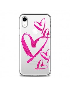 Coque iPhone XR Pink Heart Coeur Rose Transparente souple...