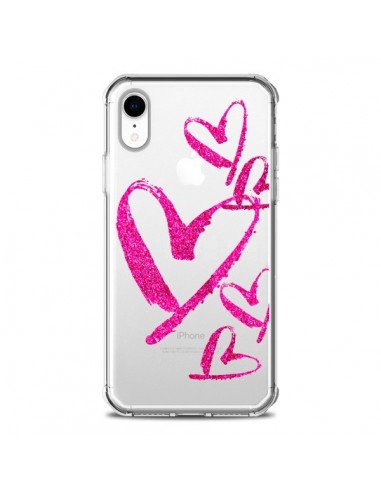Coque iPhone XR Pink Heart Coeur Rose Transparente souple - Sylvia Cook
