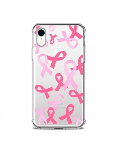 Coque iPhone XR Pink Ribbons Ruban Rose Transparente souple - Sylvia Cook