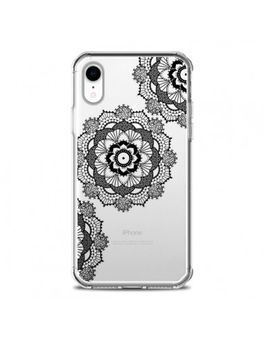 Coque iPhone XR Triple Mandala Noir Black Transparente souple - Sylvia Cook