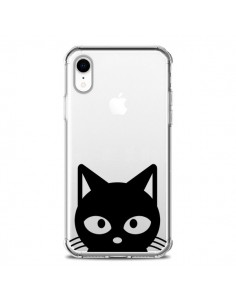 Coque iPhone XR Tête Chat Noir Cat Transparente souple -...