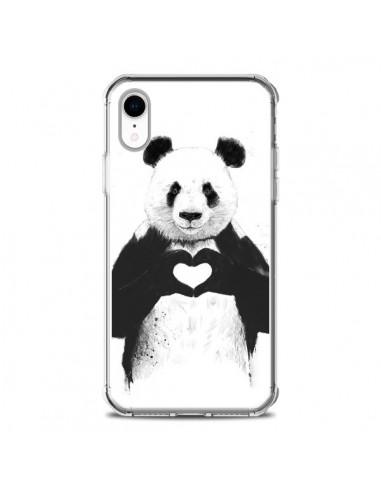 Coque iPhone XR Panda Amour All you need is love - Balazs Solti