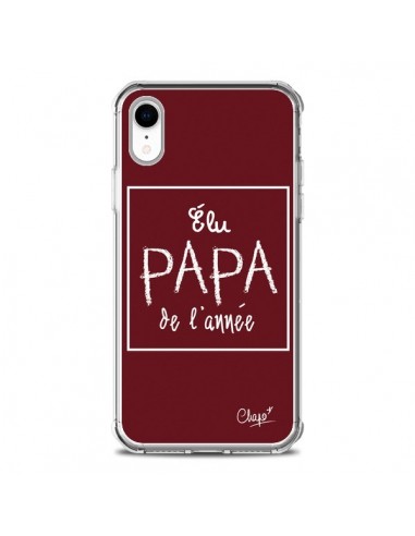 Coque iPhone XR Elu Papa de l'Année Rouge Bordeaux - Chapo
