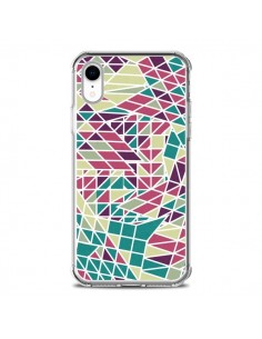 Coque iPhone XR Azteque Triangles Vert Violet - Eleaxart