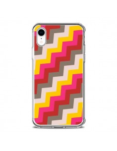 Coque iPhone XR Lignes Triangle Azteque Rose Rouge -...