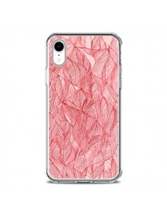 Coque iPhone XR Courbes Meandre Rouge Cerise - Léa Clément