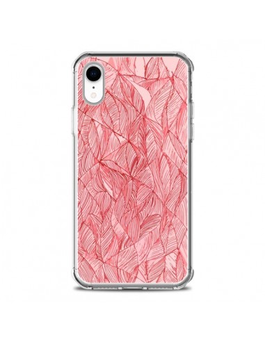 Coque iPhone XR Courbes Meandre Rouge Cerise - Léa Clément