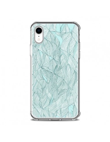 Coque iPhone XR Courbes Meandre Bleu Vert Nuageux - Léa Clément