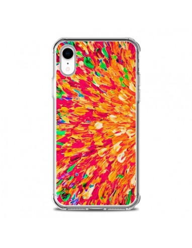 Coque iPhone XR Fleurs Oranges Neon Splash - Ebi Emporium