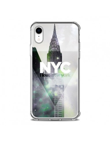Coque iPhone XR I Love New York City Gris Violet Vert - Javier Martinez