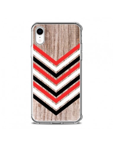 Coque iPhone XR Tribal Aztèque Bois Wood Flèche Rouge Blanc Noir - Laetitia