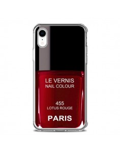 Coque iPhone XR Vernis Paris Lotus Rouge - Laetitia