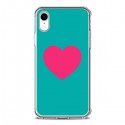 Coque iPhone XR Coeur Rose Fond Bleu - Laetitia