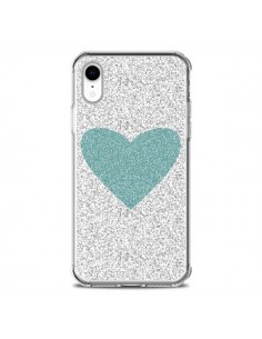 Coque iPhone XR Coeur Bleu Vert Argent Love - Mary Nesrala