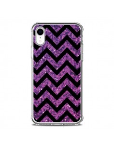 Coque iPhone XR Chevron Purple Sparkle Triangle Azteque -...