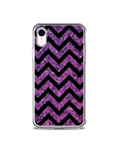 Coque iPhone XR Chevron Purple Sparkle Triangle Azteque - Mary Nesrala