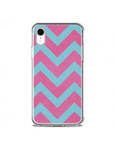 Coque iPhone XR Strawberry Chevron Rose Bleu - Mary Nesrala