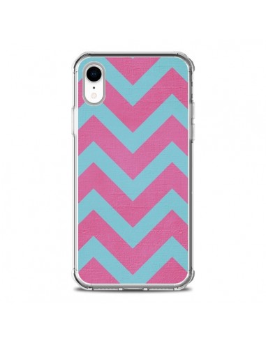 Coque iPhone XR Strawberry Chevron Rose Bleu - Mary Nesrala