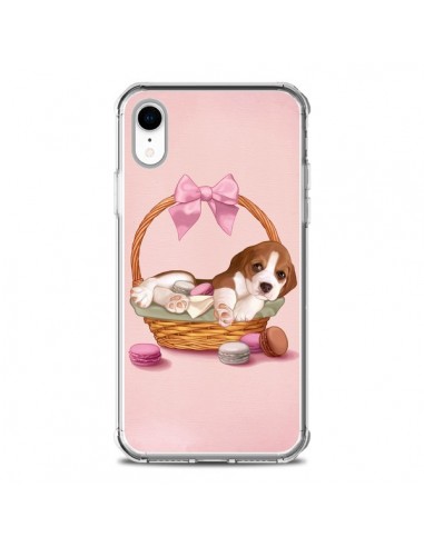 Coque iPhone XR Chien Dog Panier Noeud Papillon Macarons - Maryline Cazenave