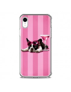 Coque iPhone XR Chien Dog Cocktail Lunettes Coeur Rose -...