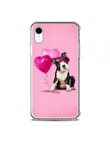 Coque iPhone XR Chien Dog Ballon Lunettes Coeur Rose - Maryline Cazenave