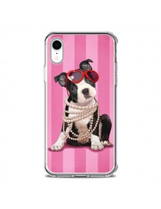 Coque iPhone XR Chien Dog Fashion Collier Perles Lunettes...