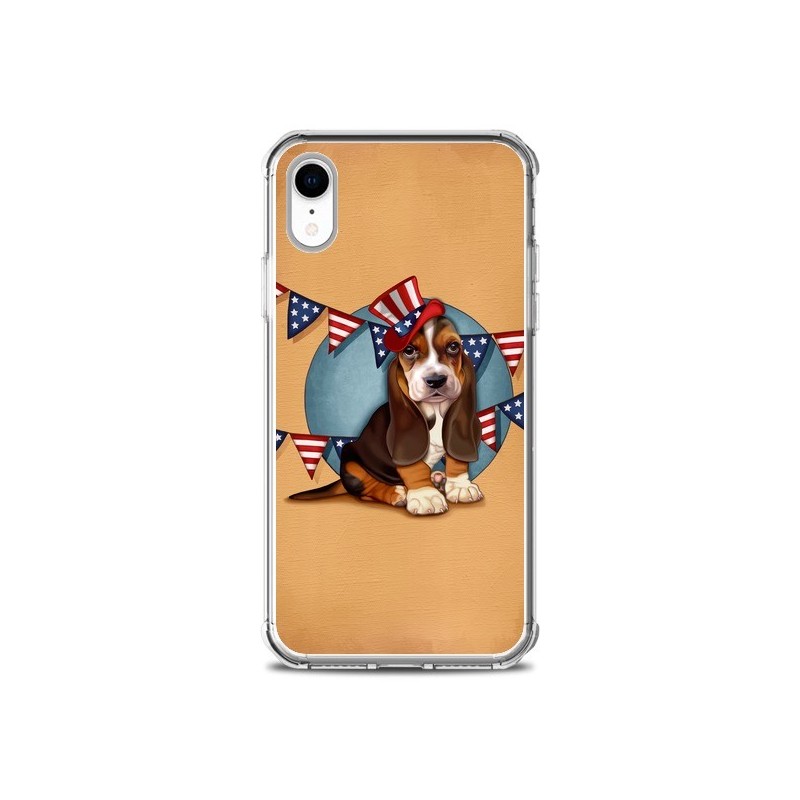 Coque iPhone XR Chien Dog USA Americain - Maryline Cazenave