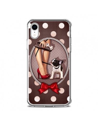 Coque iPhone XR Lady Jambes Chien Dog Pois Noeud papillon - Maryline Cazenave