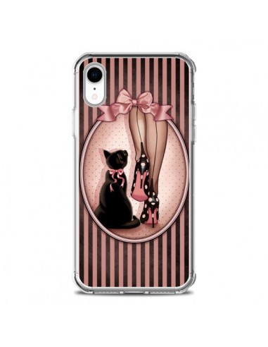 Coque iPhone XR Lady Chat Noeud Papillon Pois Chaussures - Maryline Cazenave