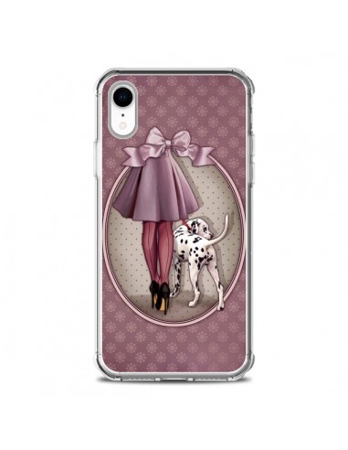 Coque iPhone XR Lady Chien Dog Dalmatien Robe Pois - Maryline Cazenave