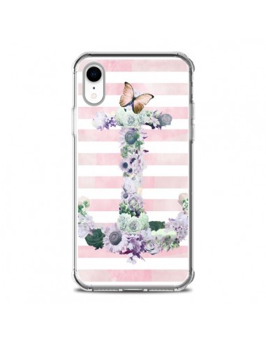 Coque iPhone XR Ancre Rose Fleurs Navire - Monica Martinez