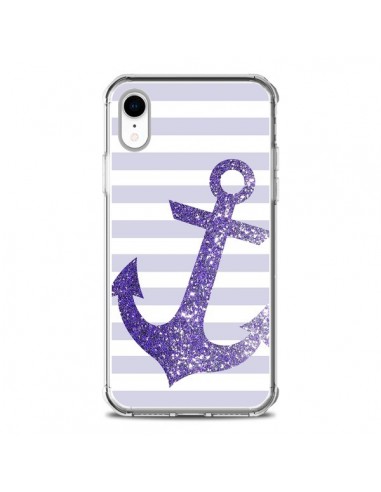 Coque iPhone XR Ancre Violet Navire - Monica Martinez