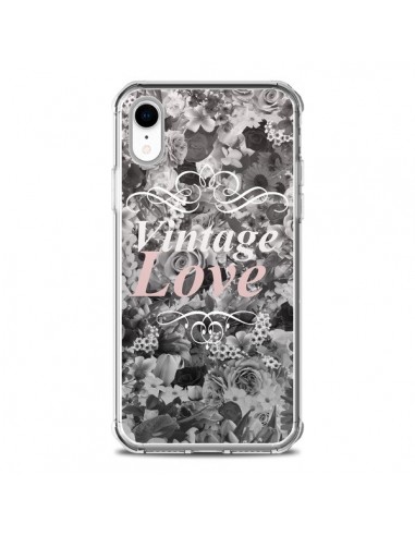 Coque iPhone XR Vintage Love Noir Flower - Monica Martinez