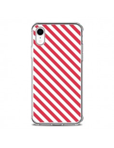 Coque iPhone XR Bonbon Candy Rose et Blanche Rayée - Nico