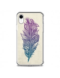 Coque iPhone XR Feather Plume Arc En Ciel - Rachel Caldwell