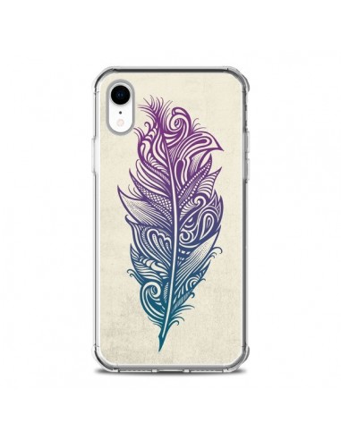 Coque iPhone XR Feather Plume Arc En Ciel - Rachel Caldwell